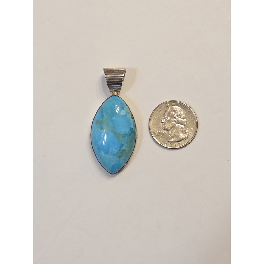 Large‎ Vtg Sterling Silver Turquoise Desert Rose Trading Co Pendant Southwestern